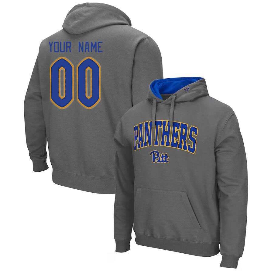 Custom Pitt Panthers Name And Number College Hoodie-Charcoal